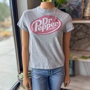 Dr. Pepper Women's Retro Soda Oval Logo Graphic T-Shirt Heather Gray Size XXS